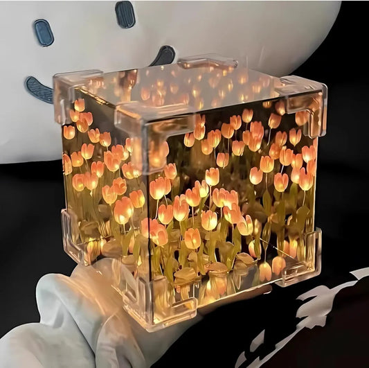 Infinity Mirror Tulip Cube LED Lamp
